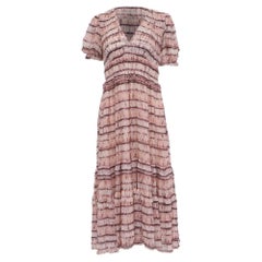 Ulla Johnson Elodie V-Neck Midi Dress in Pink Silk