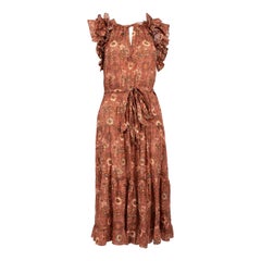 Ulla Johnson Floral Pattern Ruffle Midi Dress Size L