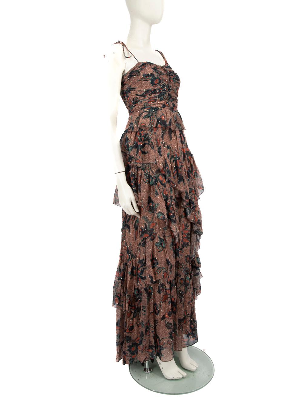 CONDITION is Never worn, with tags. No visible wear to the dress is evident on this new Ulla Johnson designer resale item.
  
  Details
  
  
  Multicolour 
  
  Silk 
  
  Maxi dress 
  
  Sleeveless 
  
  Ruffled detail 
  
  Bow detail on straps