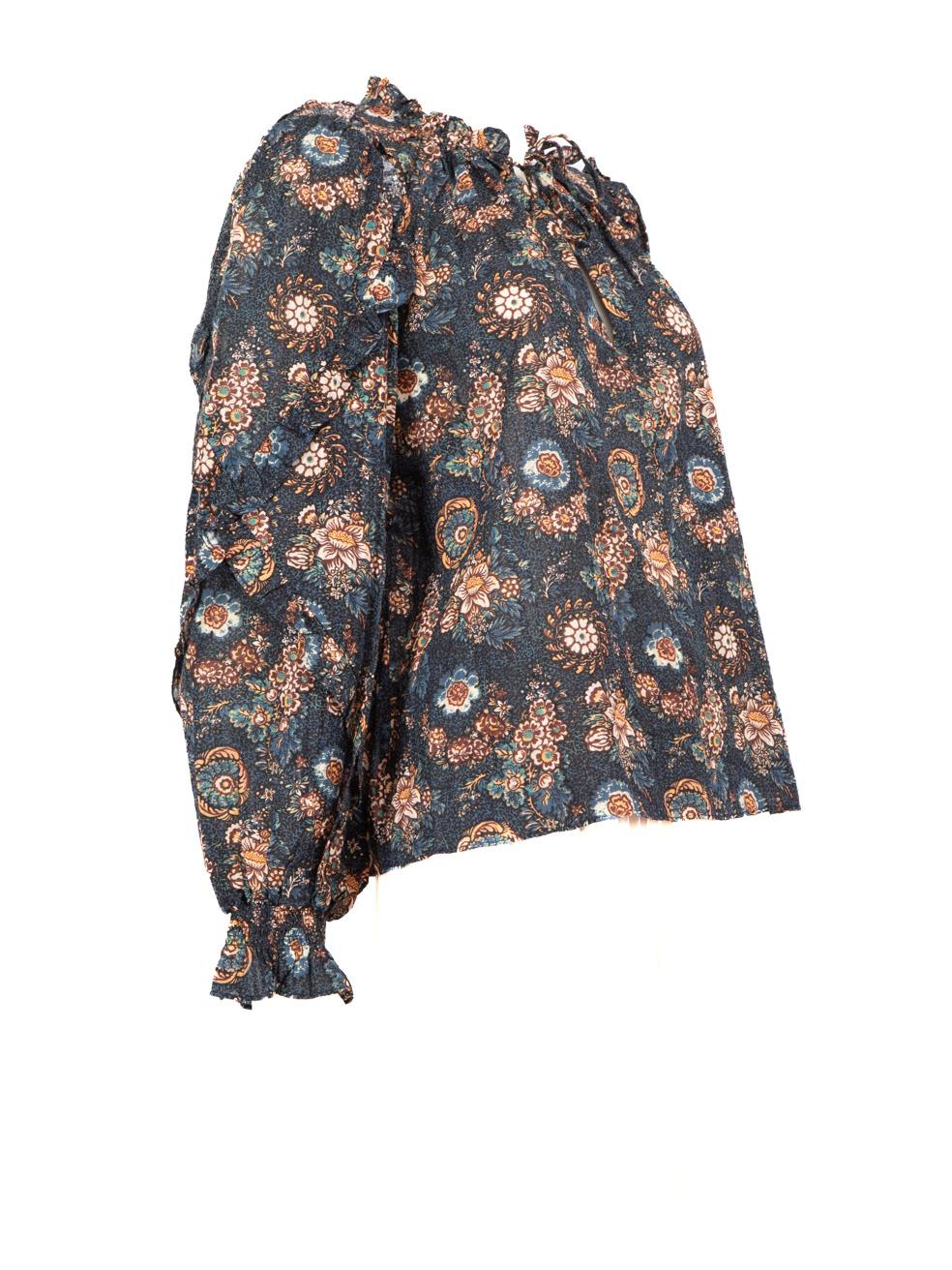 CONDITION is Never worn, with tags. No visible wear to top is evident on this new Ulla Johnson designer resale item.
 Details
 Multicolour
 Cotton
 Blouse
 Long sleeves
 Floral pattern
 Round neck
 Ruffled trimmed
 
 
 Made in China
 
 Composition

