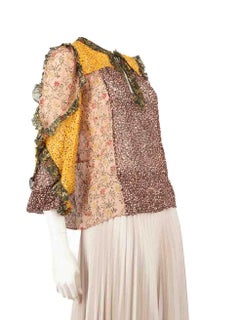 Ulla Johnson Floral Silk Patchwork Ruffle Top Size XS