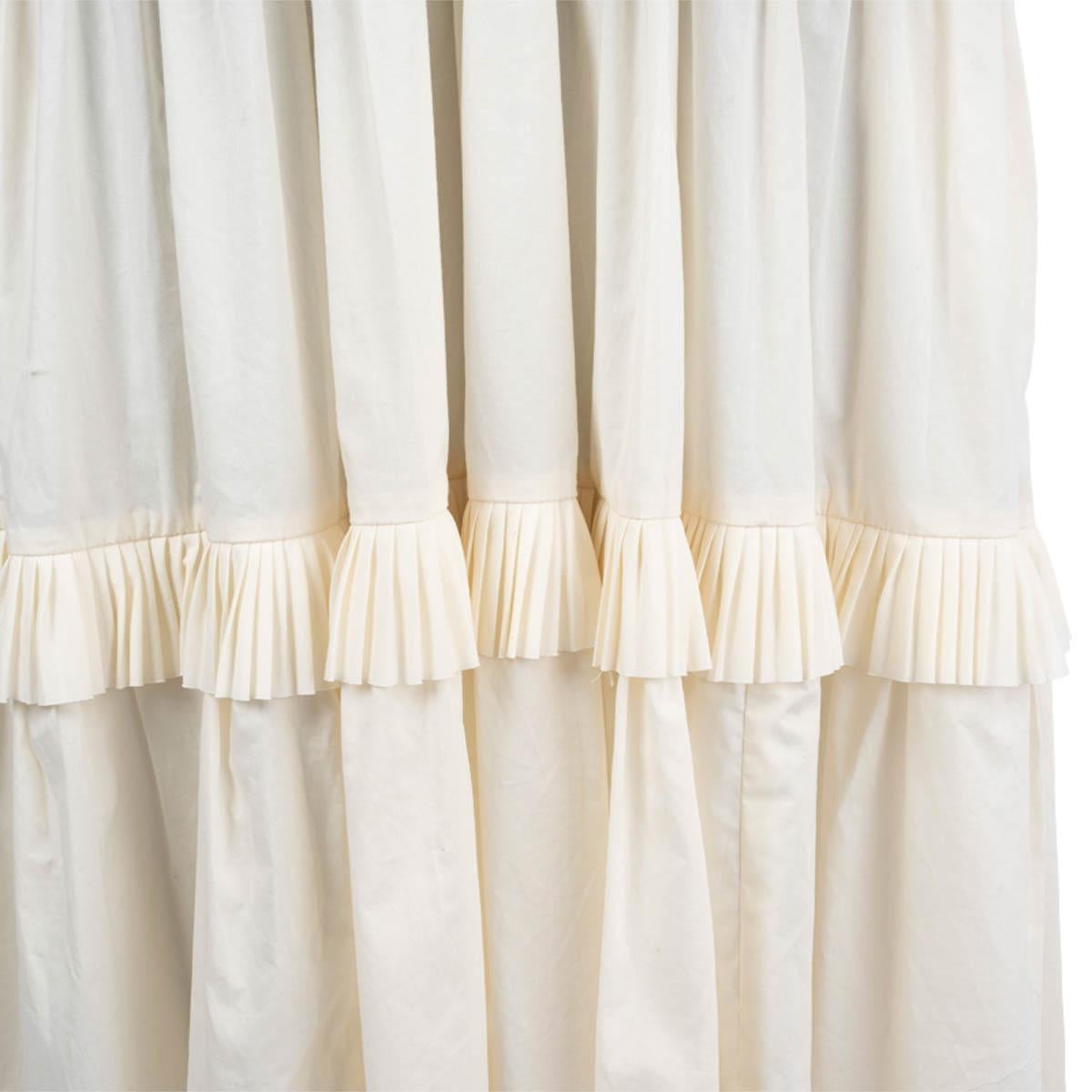 Women's ULLA JOHNSON ivory cotton DASHA BELTED TIERED RUFFLE MIDI Dress 6 M