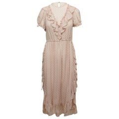 Ulla Johnson Light Pink Silk Ruffle-Trimmed Dress