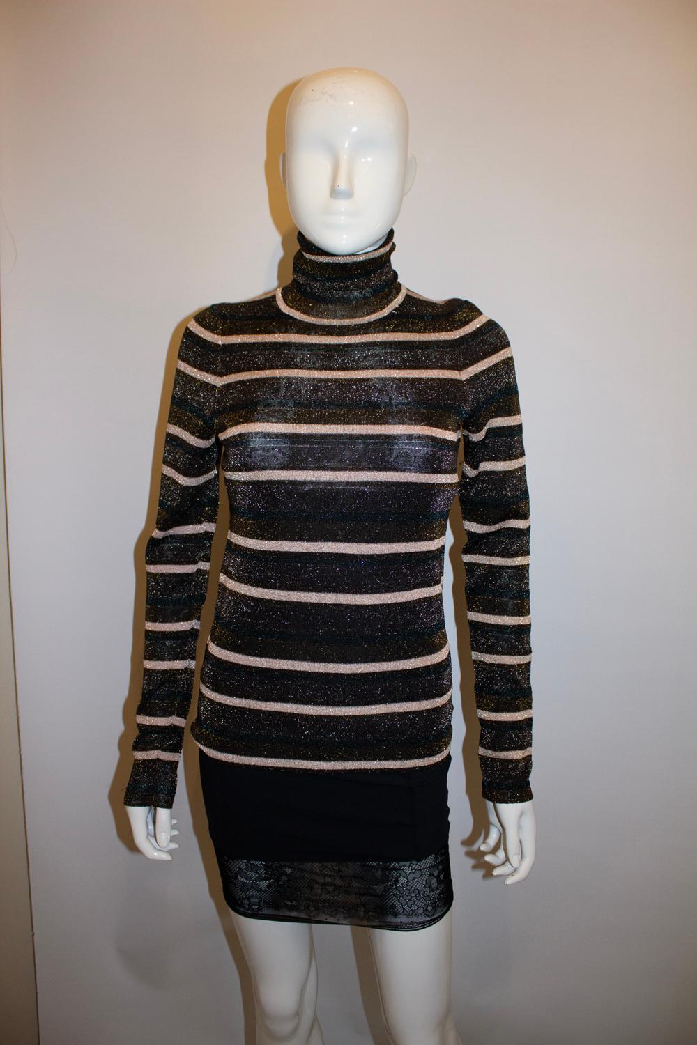 Ulla Johnson Lurex-Pullover mit Poloneck (Schwarz) im Angebot