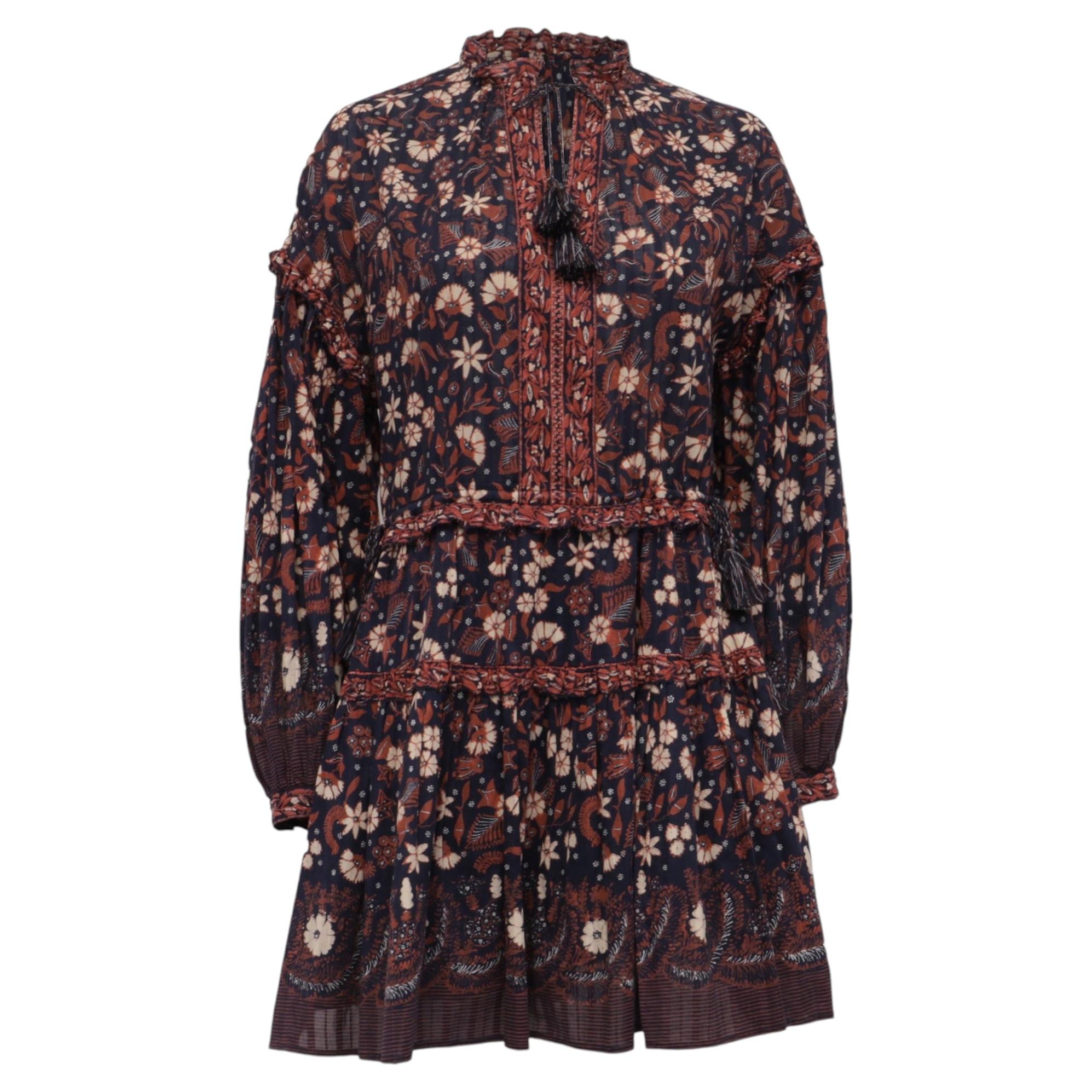 Ulla Johnson „Marigold“ – Minikleid mit Quasten und Blumenmuster aus mehrfarbiger Baumwolle im Angebot