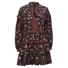 Ulla Johnson Marigold Tasseled Floral-Print Mini Dress in Multicolor Cotton