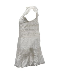 Ulla Johnson Mock Neck Ruffle Dress in White Cotton
