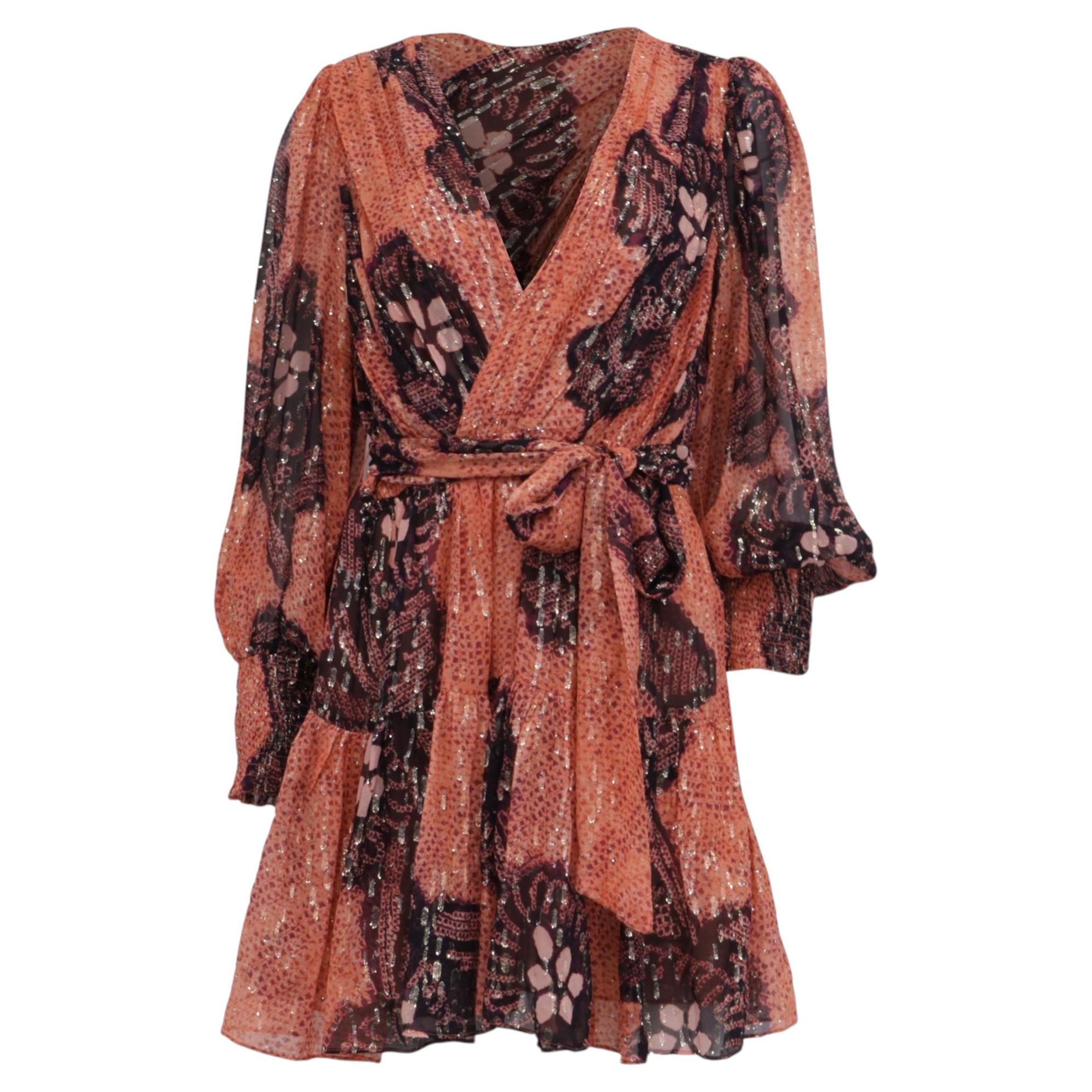 Minivestido cruzado estampado «Noemi» de Ulla Johnson, de seda naranja en venta