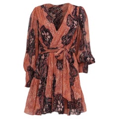 Minivestido cruzado estampado «Noemi» de Ulla Johnson, de seda naranja