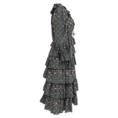 Ulla Johnson Odile Ruffled Midi Dress in Olive Cotton