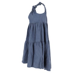 Robe mini à volants et épaules dénudées « Olivia » d'Ulla Johnson, en Tencel bleu