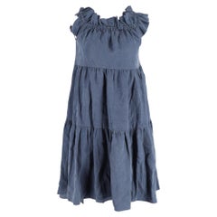Robe mini à volants et épaules dénudées « Olivia » d'Ulla Johnson, en Tencel bleu