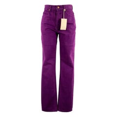 ULLA JOHNSON Size 25 Purple Cotton Straight Jeans