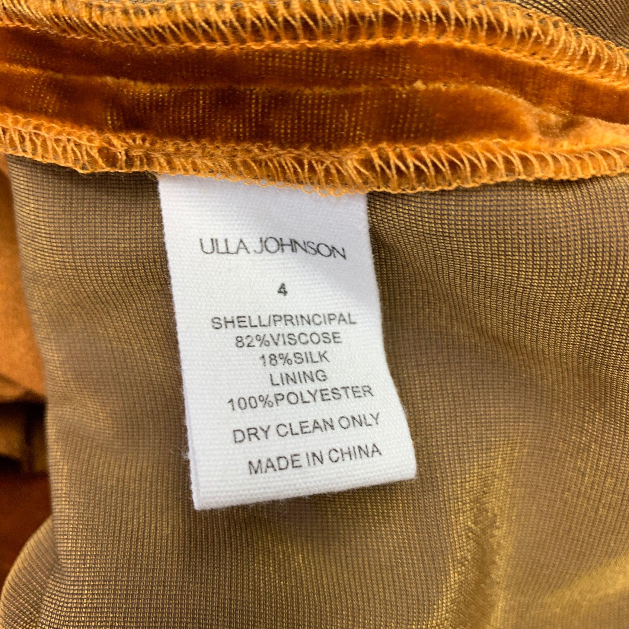 ULLA JOHNSON Size 4 Camel Ruffled Long Sleeve Below Knee Dress For Sale 3