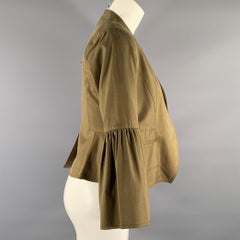 ULLA JOHNSON Size 4 Green Khaki Cotton Blend Jacket