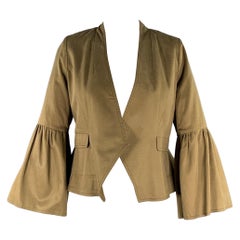 ULLA JOHNSON Size 4 Green Khaki Cotton Blend Jacket