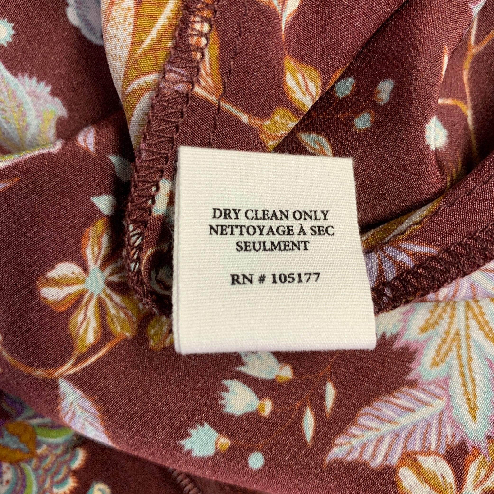 ULLA JOHNSON Größe 4 Heleen Burgunderfarbenes, mehrfarbiges, geblümtes Seidenkleid mit kurzen Ärmeln und Blumenmuster im Angebot 2