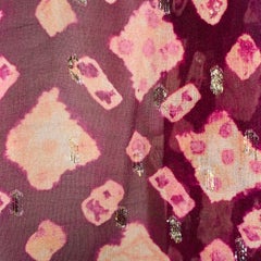 ULLA JOHNSON Size 4 Purple Yellow Silk Blend Abstract Bishop Sleeve Casual Top