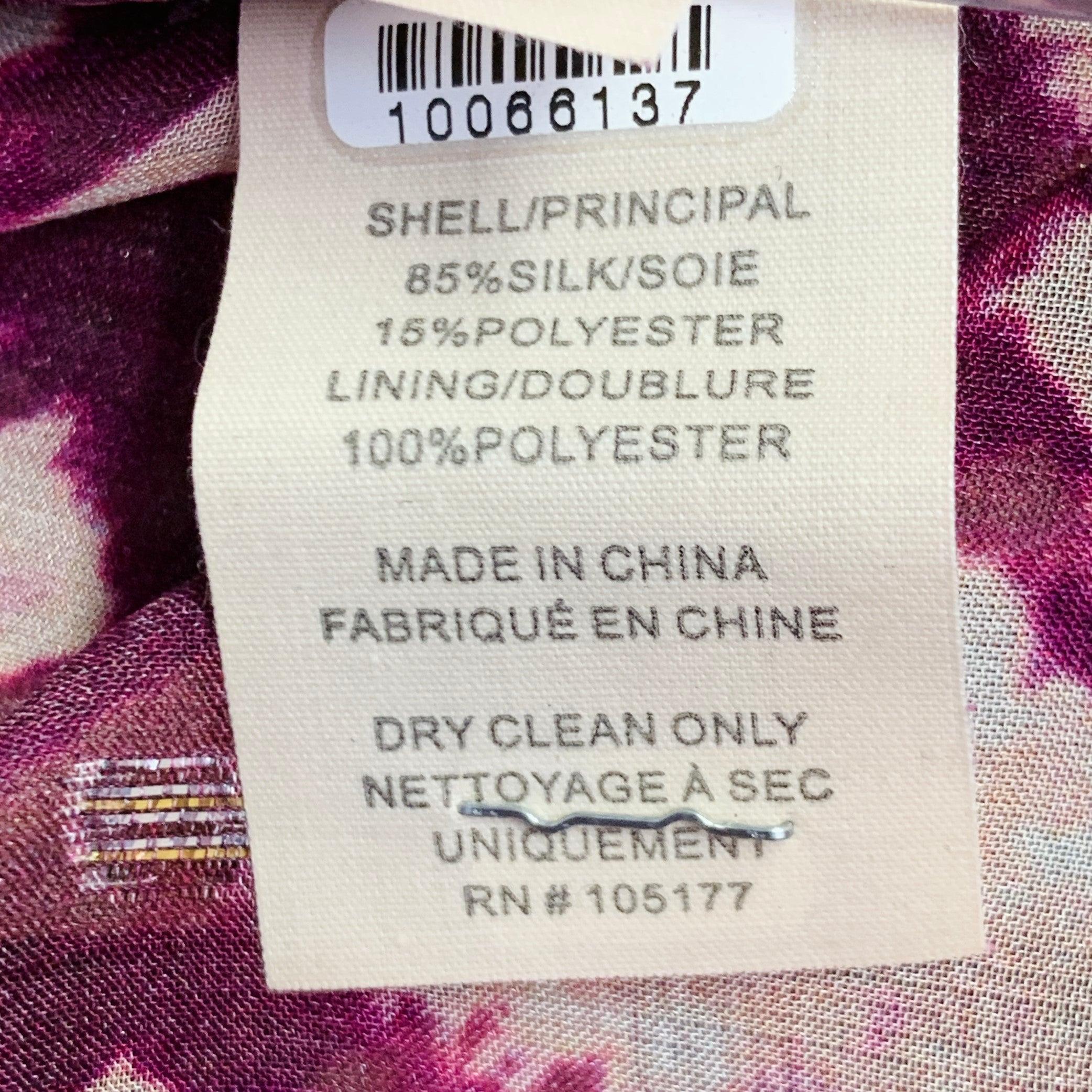 ULLA JOHNSON Talla 4 Violeta Amarillo Mezcla de Seda Abstracto Top Casual Manga Obispo en venta 5