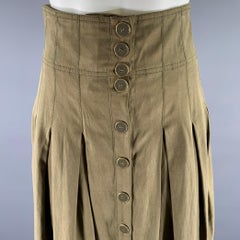 ULLA JOHNSON Size 6 Green Olive Tencel Cotton Pleated Circle Skirt