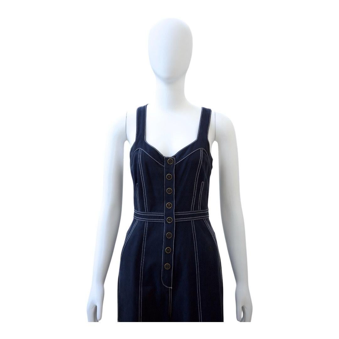 Women's Ulla Johnson Sleeveless Wide-Leg Denim Jumpsuit For Sale