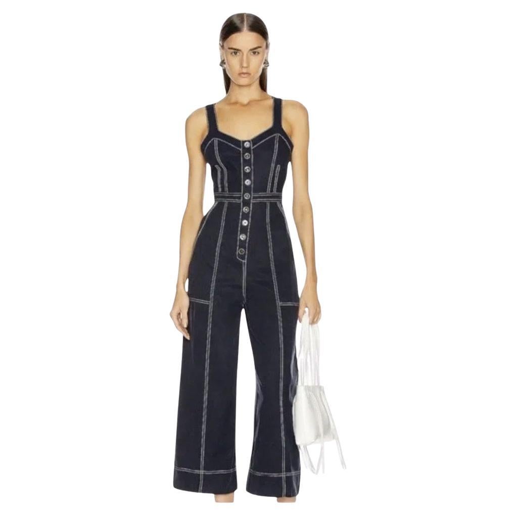 Ulla Johnson Sleeveless Wide-Leg Denim Jumpsuit For Sale