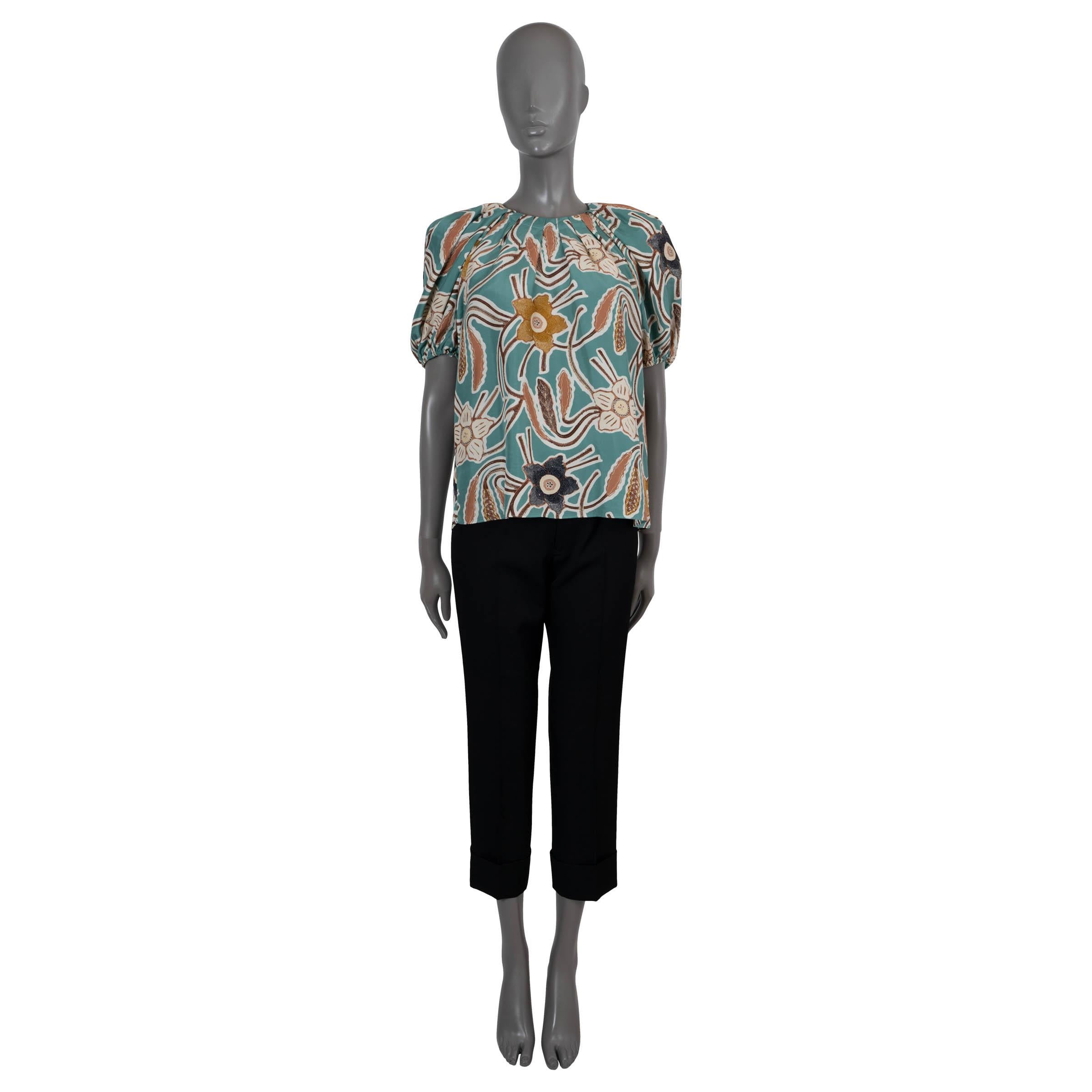 ULLA JOHNSON Topas Teal Seide 2022 ANILA PUFF SLEEVE Bluse Shirt 6 M im Zustand „Hervorragend“ im Angebot in Zürich, CH