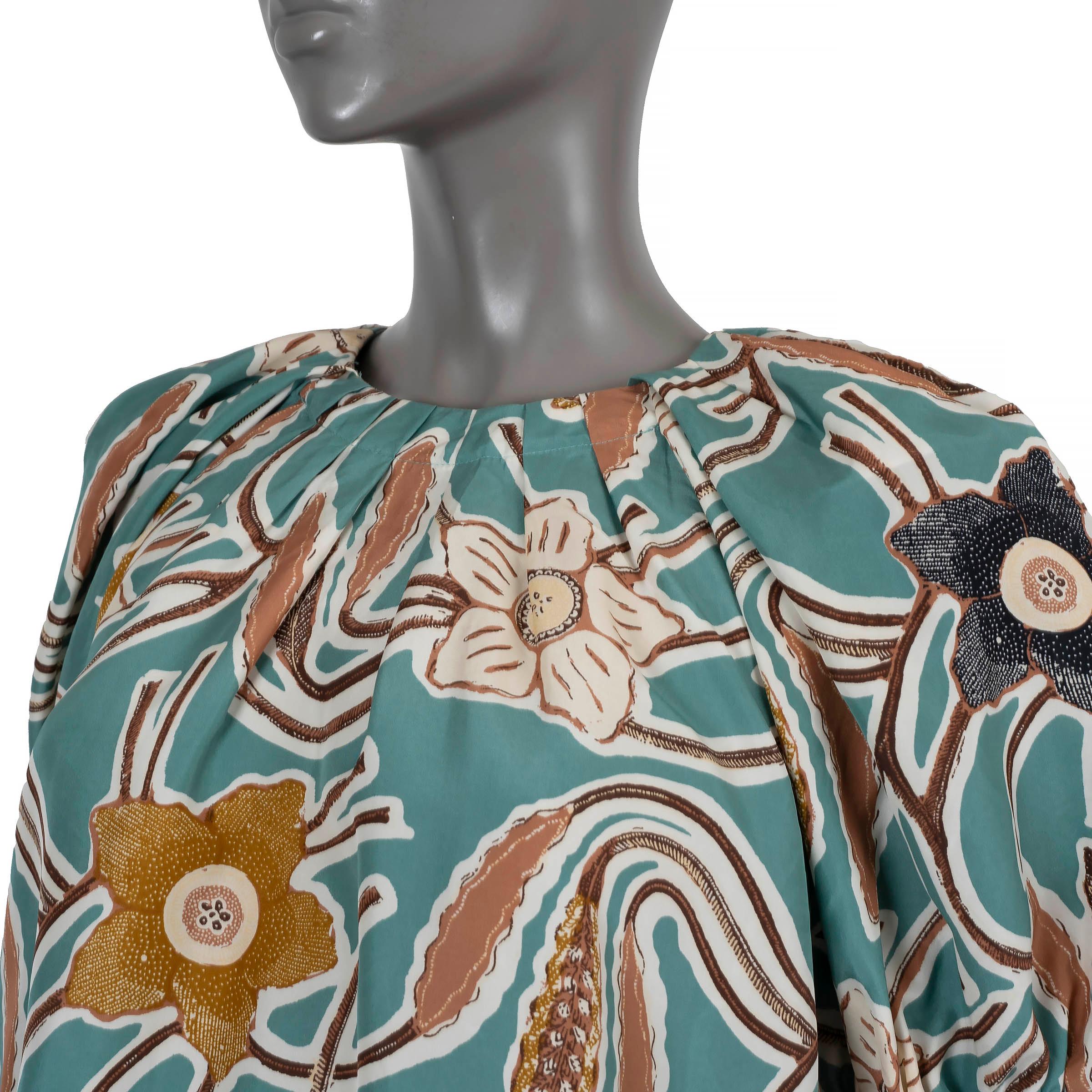 ULLA JOHNSON Topas Teal Seide 2022 ANILA PUFF SLEEVE Bluse Shirt 6 M Damen im Angebot