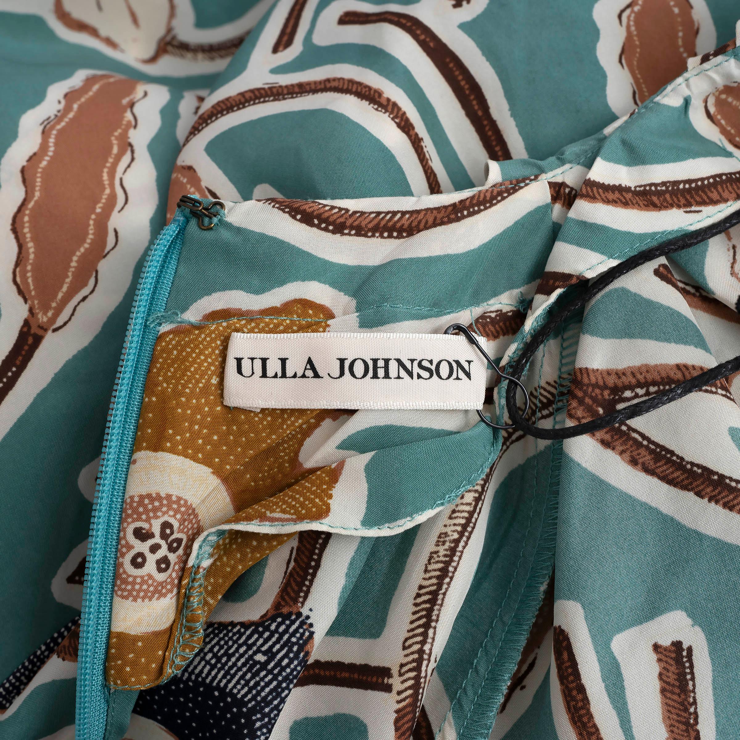 ULLA JOHNSON Topas Teal Seide 2022 ANILA PUFF SLEEVE Bluse Shirt 6 M im Angebot 1