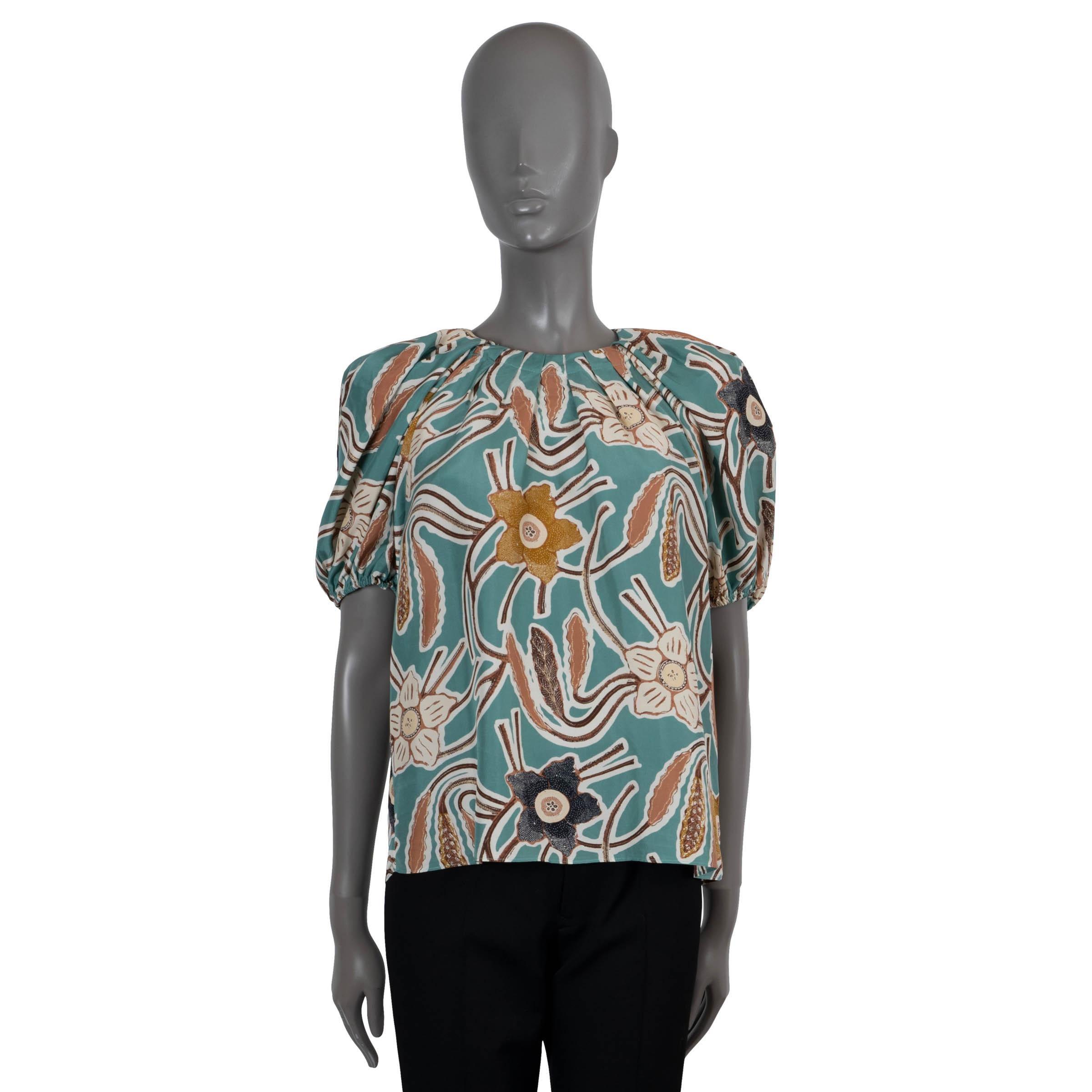 ULLA JOHNSON Topas Teal Seide 2022 ANILA PUFF SLEEVE Bluse Shirt 6 M im Angebot