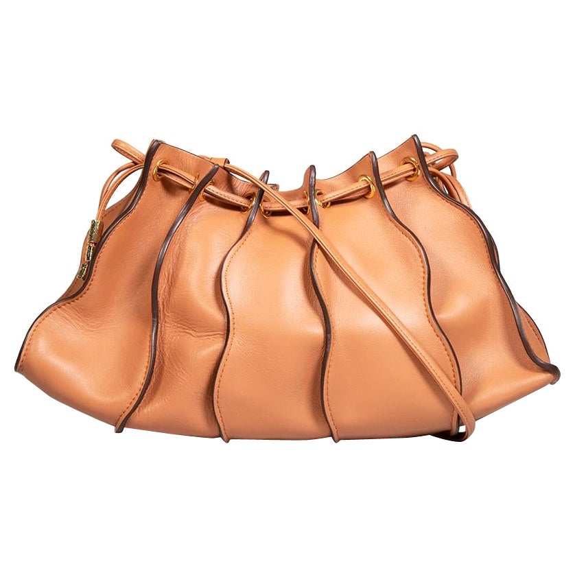 Ulla Johnson Ulla Johnson x Sisley Paris Brown Leather Adria Pleated Wave Clutch