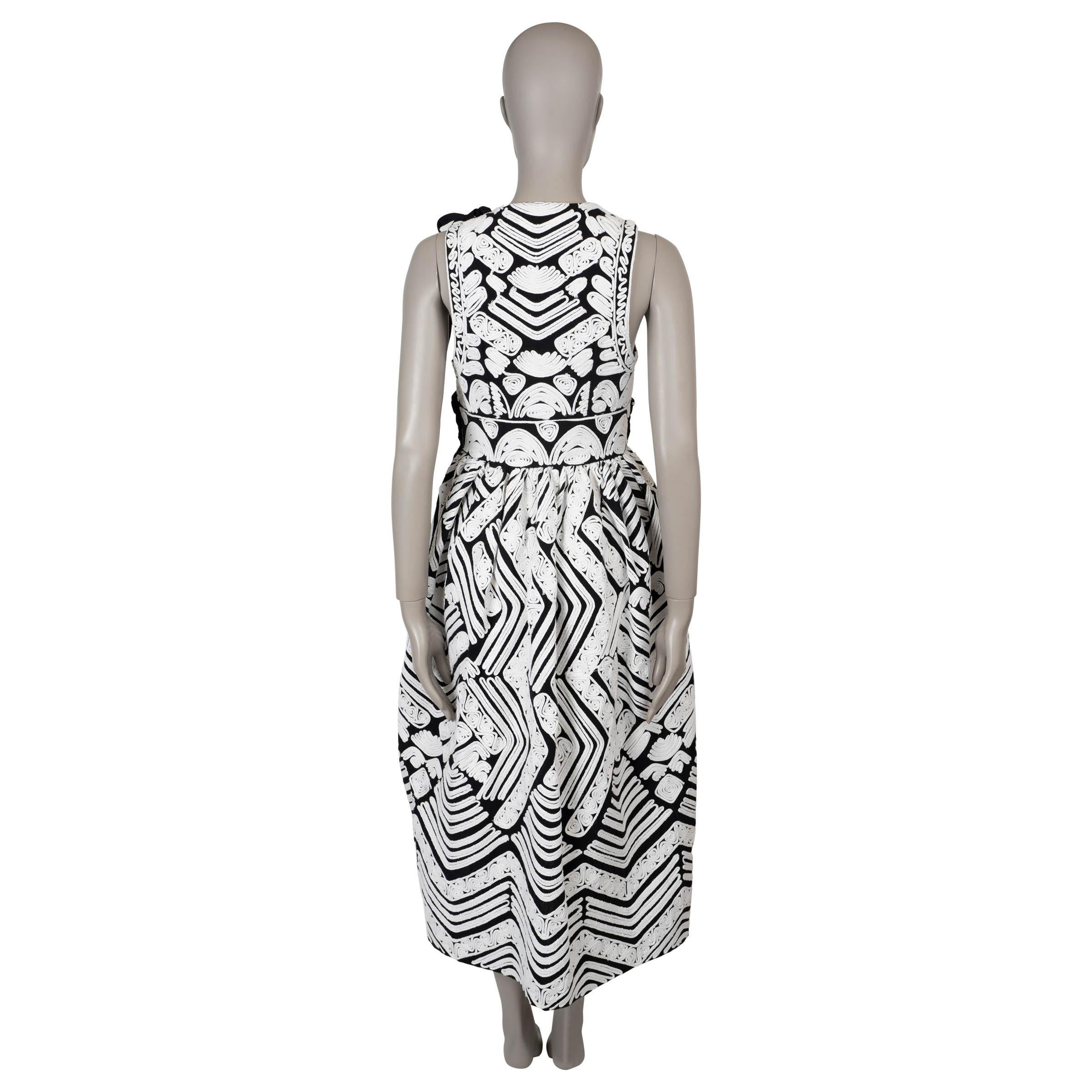 Gray ULLA JOHNSON white & black cotton 2022 KLEA CORD MIDI Dress 2 S For Sale