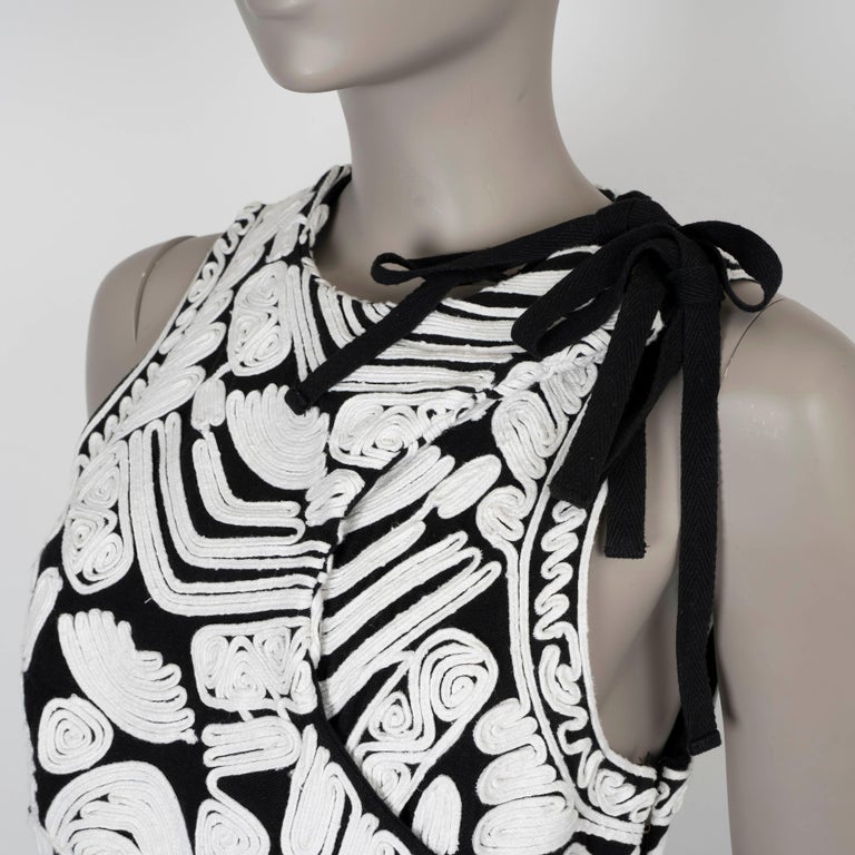 ulla johnson black and white dress Structured Square Neck Sleeveless Mini Dress Porcelain Cream/Black