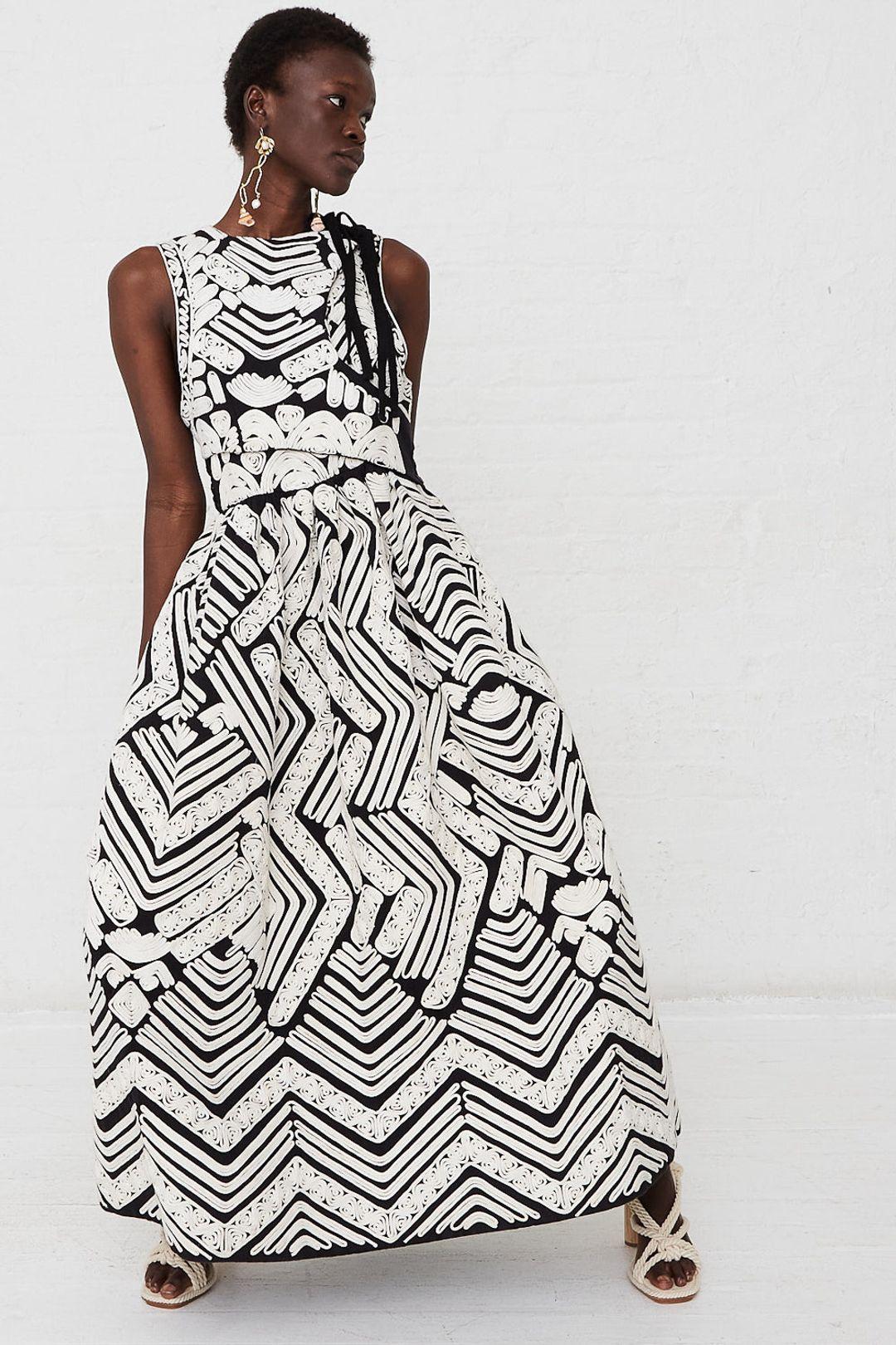 ULLA JOHNSON white & black cotton 2022 KLEA CORD MIDI Dress 2 S For Sale 1
