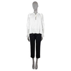 ULLA JOHNSON white cotton SHIRLEY SEMI SHEER RUFFLED Blouse Shirt M