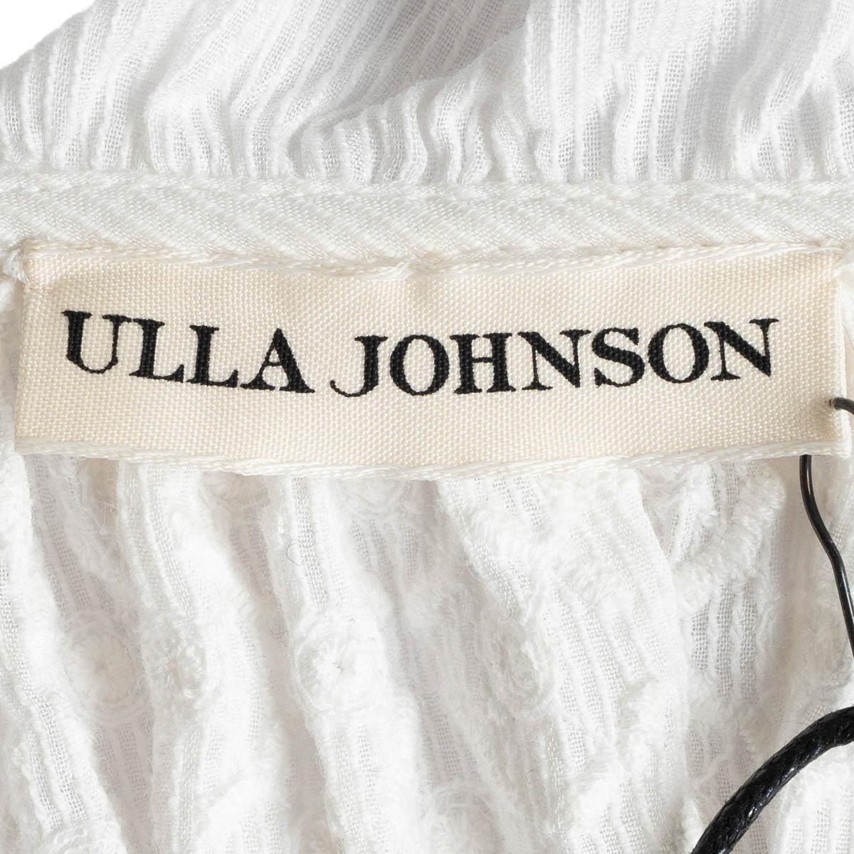 ULLA JOHNSON white cotton SHIRLEY SEMI SHEER RUFFLED Blouse Shirt M For Sale 4