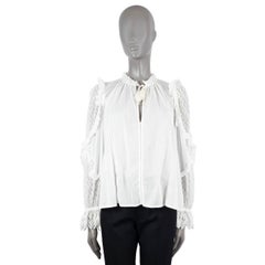 ULLA JOHNSON white cotton SHIRLEY SEMI SHEER RUFFLED Blouse Shirt M