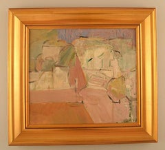 Ulla Malm, Finnish Artist, Oil on Canvas, Modernist City Scenery