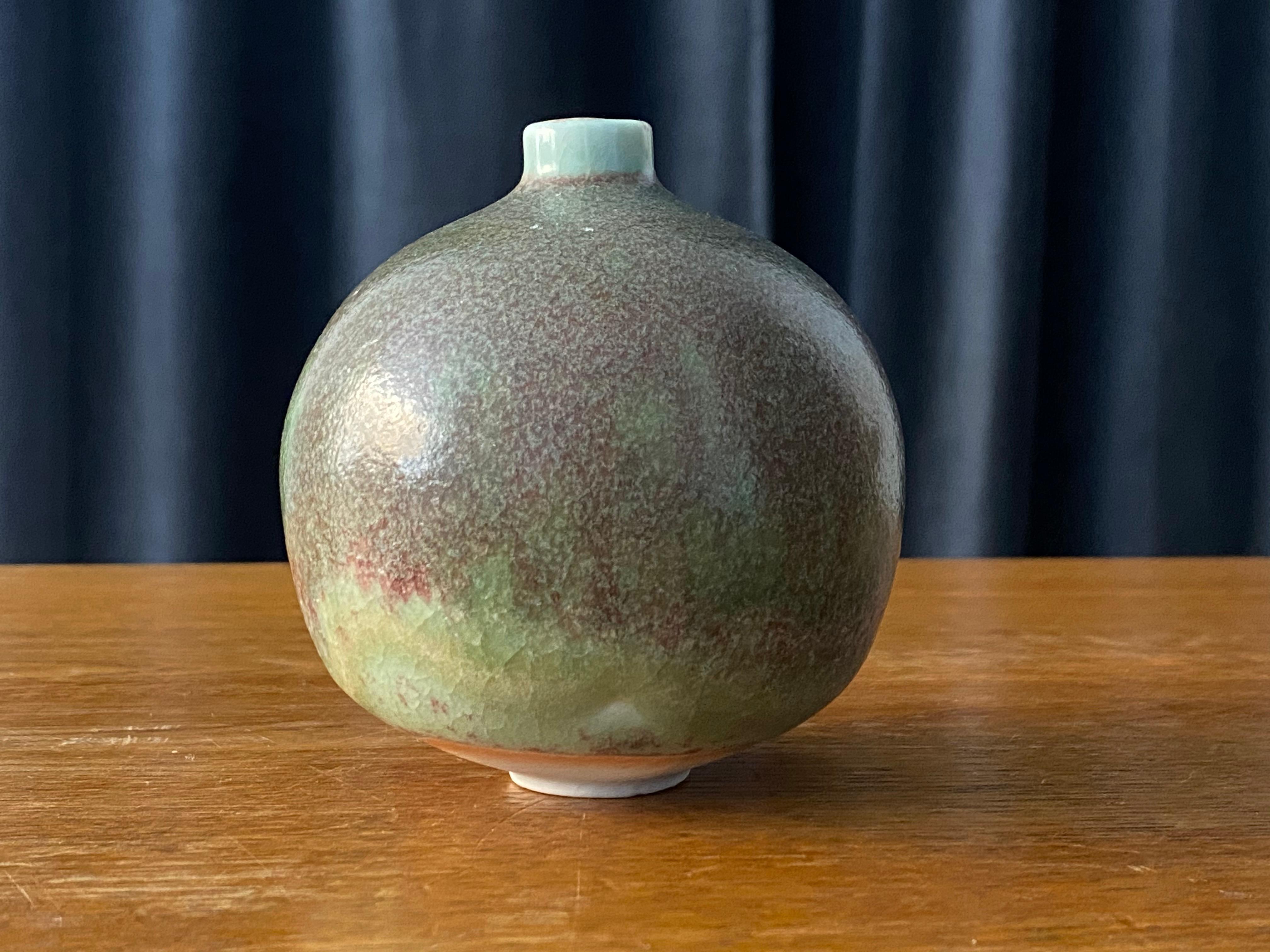 Mid-Century Modern Ulla Och Gustav Kraitz, Unique Small Studio Vase, Stoneware, Sweden, 1976