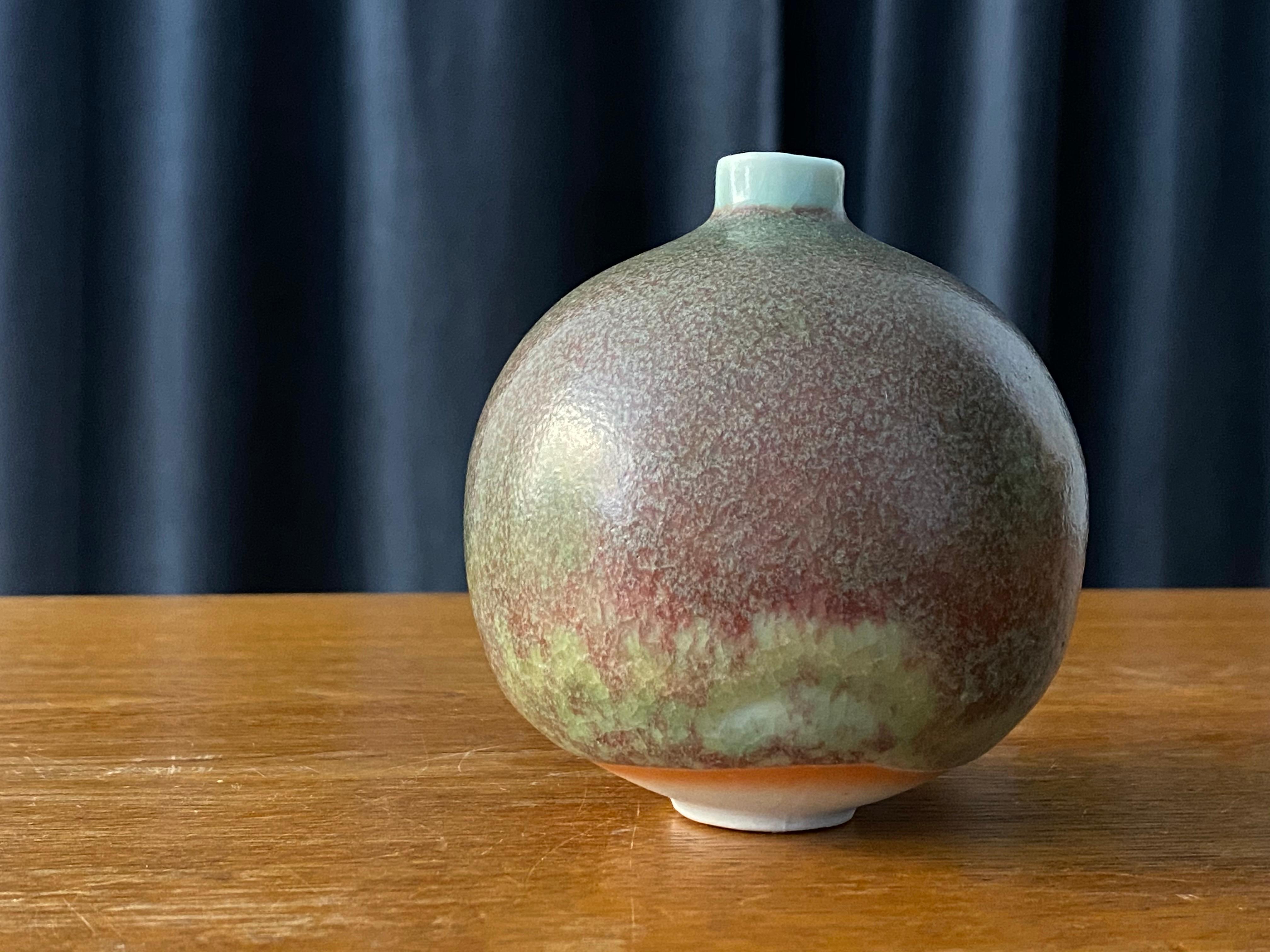 Swedish Ulla Och Gustav Kraitz, Unique Small Studio Vase, Stoneware, Sweden, 1976