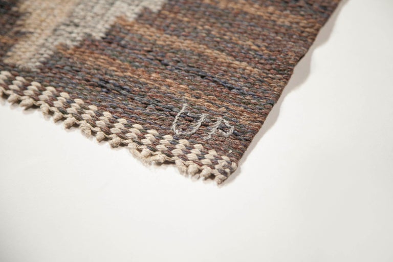 Ulla Parkdah Swedish Flat-Weave Rug, Signed UP, Sweden, 1960s For Sale 4