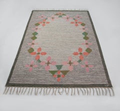 Ulla Parkdah Swedish Flat-Weave Rug, Signed UP, Sweden, 1960s