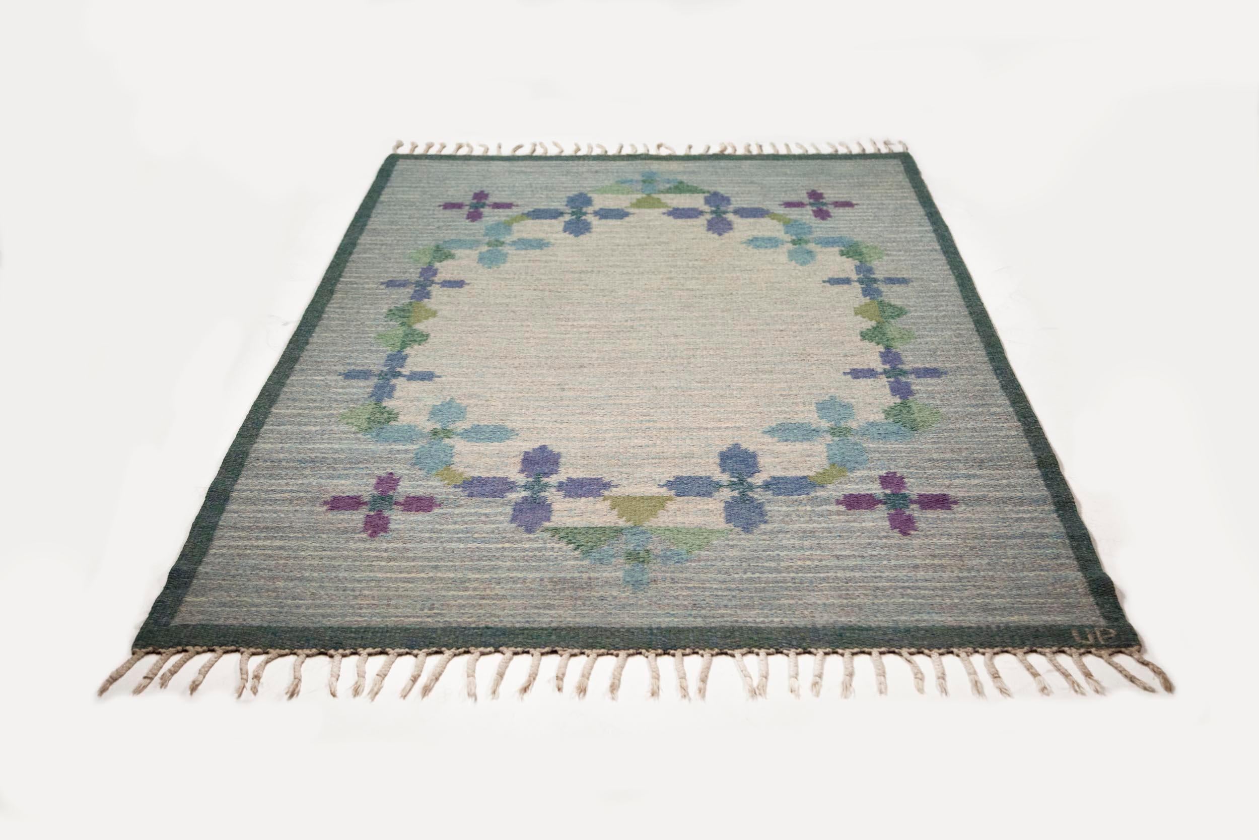 a swedish flat weave carpet signed erik lundberg 245x168 cm