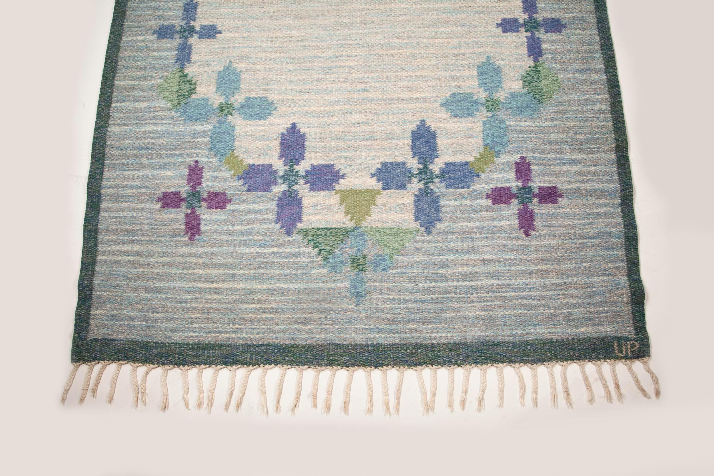 20ième siècle Tapis suédois à tissage plat Ulla Parkdah, signé UP, Suède, années 1960 en vente