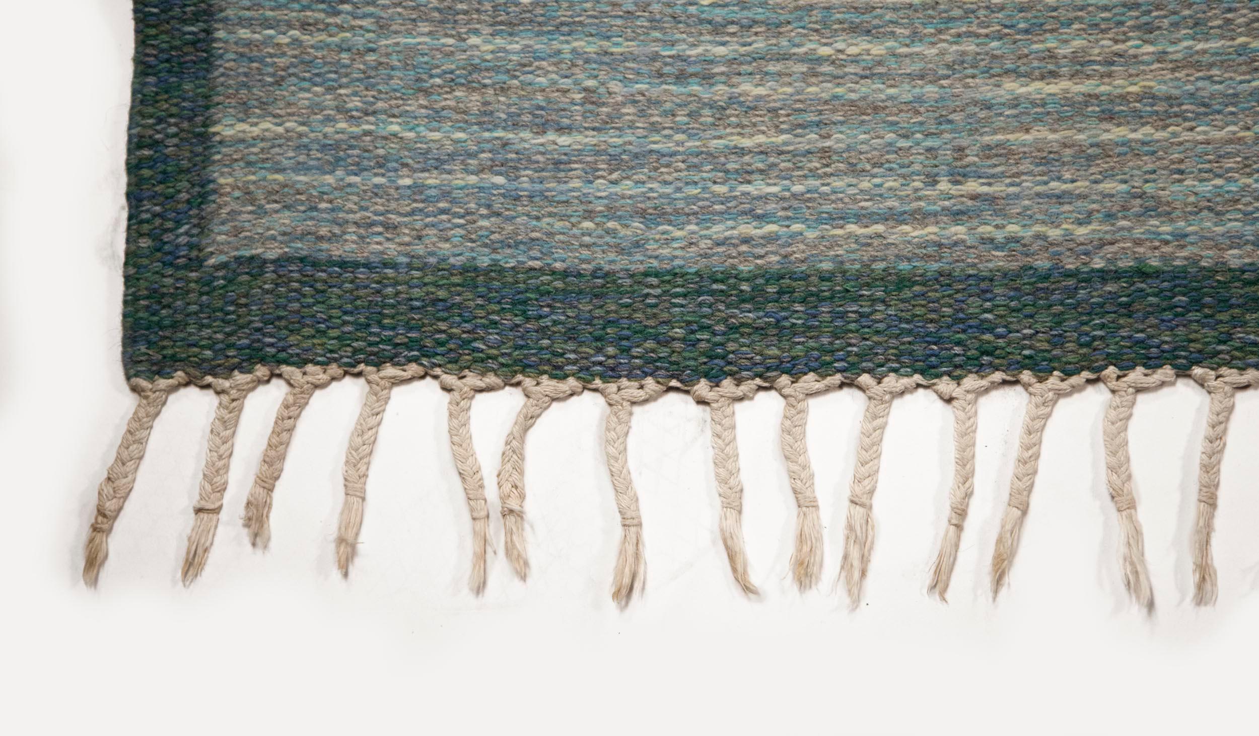 Hand-Woven Ulla Parkdah Swedish Flat-Weave Rug, Signed UP, Sweden, 1960s For Sale