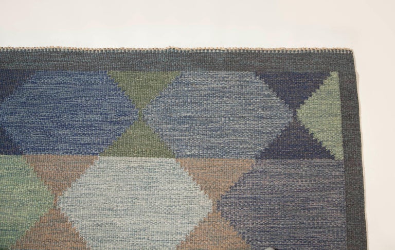 Ulla Parkdahl Swedish Flat-Weave Rug, Signed UP, Sweden, 1960s For Sale 2