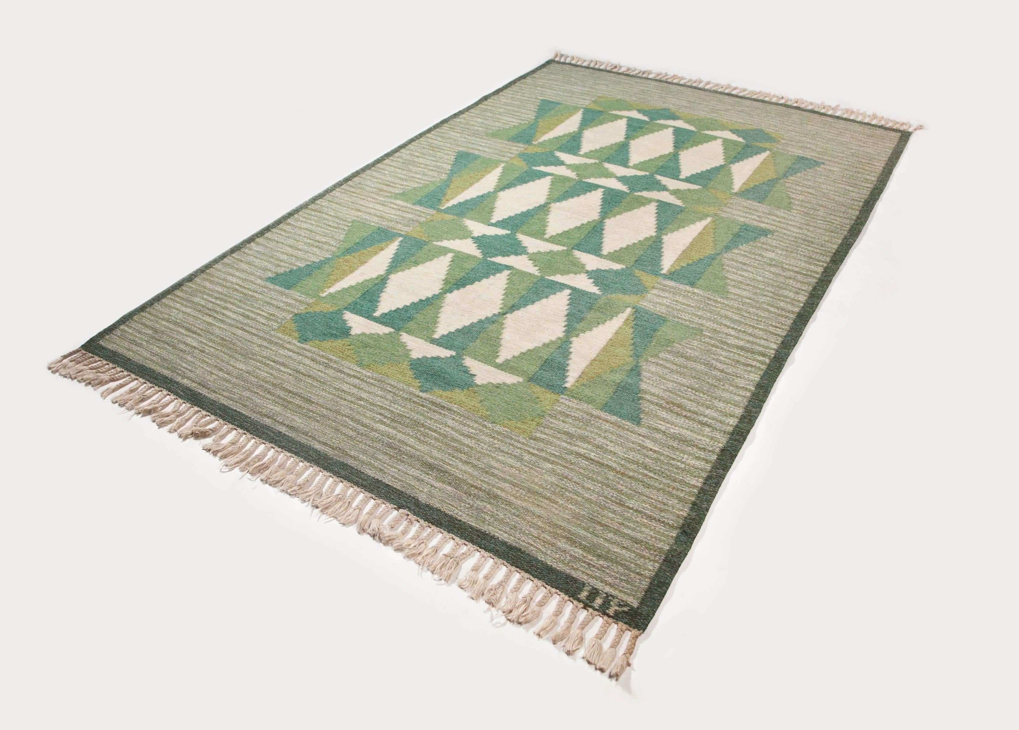 Scandinavian Modern Ulla Parkdal - Swedish flat weave rug, Sweden 1960's - 94.5