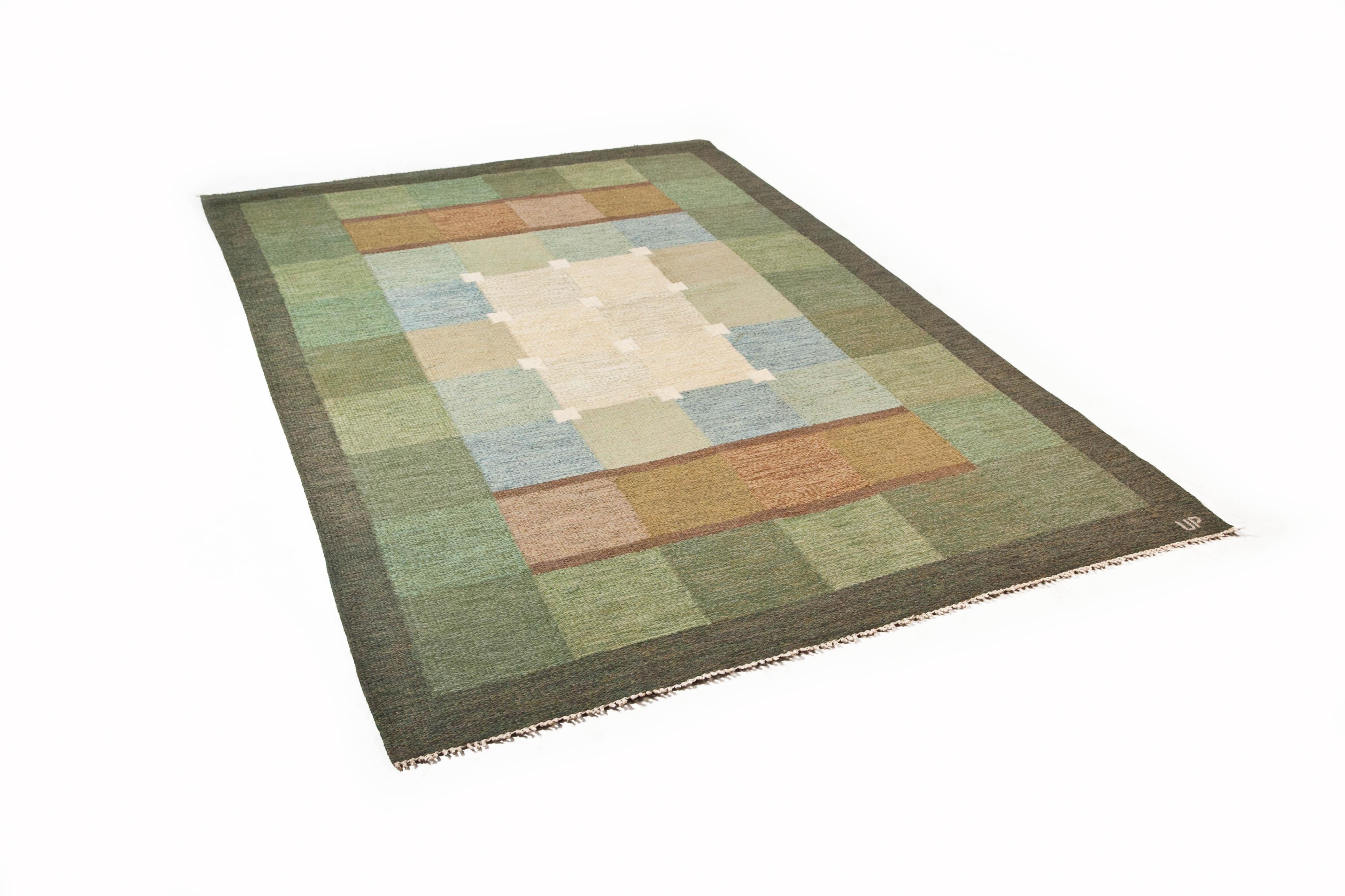 Ulla Parkdal, Swedish Flate Weave Rug, Sweden 1960's For Sale 1