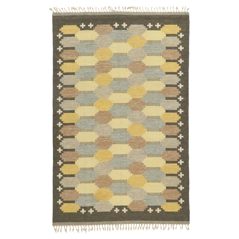 Ulla Parkdal Vintage Swedish Kilim Rollakan Rug, Åhus Brun For Sale at ...