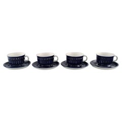 Quatre tasses à thé avec soucoupes en porcelaine Ulla Procope pour Arabia, Valence